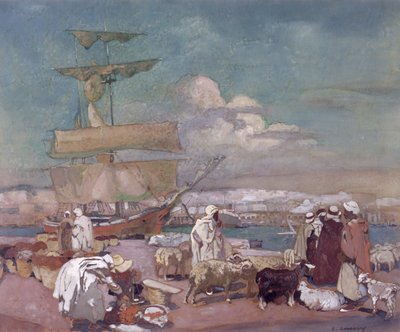 El puerto de Argel, c.1900 de Leon Cauvy
